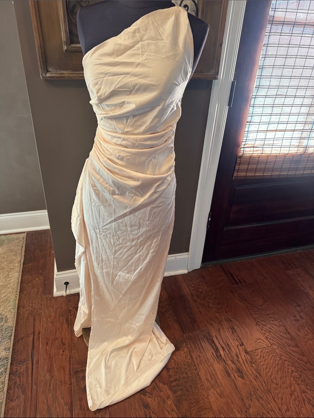 NWT Babyboo One-Shoulder Cream Evening Dress